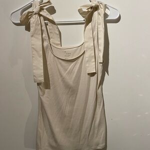 A New Day Cream Tie-Shoulder Cute Contemporary Top